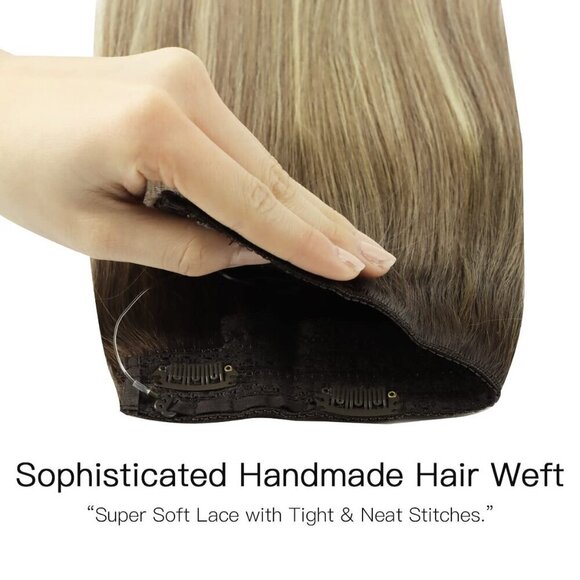 Walnut Brown to Ash Brown and Bleach Blonde Fish Line Real Human Hair Straight I - Picture 2 of 6